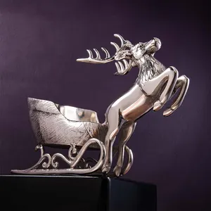 Metal Reindeer Sleigh Wine Coasters Vintage Design 41cm Length Party Beverage Cooler Durable Decorative Holder Floral Pattern 5L - Product Image 2