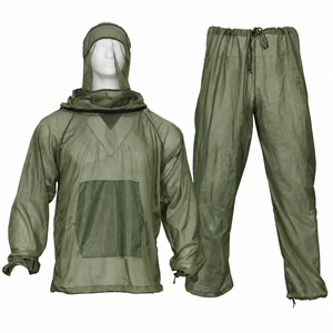Traje de malla para caza al por mayor con capucha y velo facial, conjunto ligero y transpirable de chaqueta y pantalones para protección contra insectos al aire libre - Product Image 1