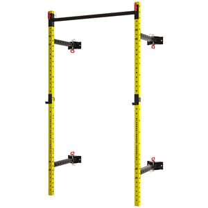 Cremagliera Squat pieghevole regolabile da 1000 libbre con barra Pull-Up a muro giallo-sistema di palestra per la casa - Product Image 1