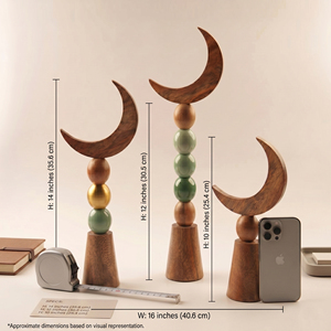 Arabic Wooden Crescent Moon Stands With Colorful <b>Beads</b>. <b>Set</b> Of 3 Perfect For Ramadan Home Decor, Eid Table Centerpieces & Gifts - Product Image 5