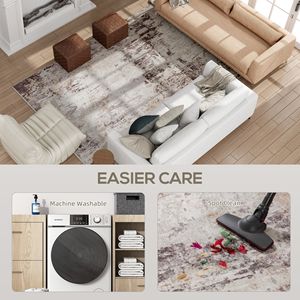 Tappeto Moderno Astratto 5x7 Lavabile in Lavatrice, Antiscivolo per Soggiorno, Camera da Letto, Sala da Pranzo, Set Marrone Misto - Product Image 6