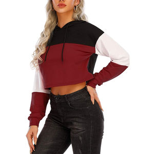 New Arrival Winter Women's 100% Cotton Crop <b>Hoodie</b> Pullover <b>Oversized</b> Breathable Waterproof Front Logo - Product Image 5