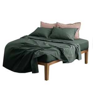 Parure de draps hôteliers pour maison et appartement, en lin uni, avec taies d'oreiller, toutes saisons - Product Image 2