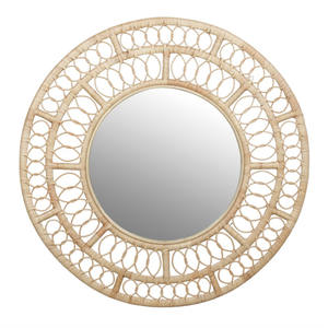 Vente en gros Miroir suspendu Rotin jonc de mer Tournesol Miroir mural Décor Osier Dressing Miroirs de maquillage respectueux de l'environnement au Vietnam RM44 - Product Image 1