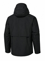 Blouson Bomber Homme Noir à Capuche, Coupe Droite, Imperméable en Polyester, Fermeture Éclair, Style Décontracté Automne, Color Block