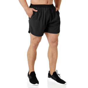 Shorts de course pour hommes avec logo personnalisé – Bas de sport bleu marine à séchage rapide avec poches latérales et ourlet festonné - Product Image 6