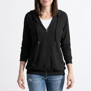 Womens <b>Lightweight</b> Solid Color Winter OEM Service Casual Full Zip up <b>Hoodie</b> with Front Pockets Long Sleeve <b>Hoodie</b> - Product Image 1