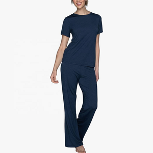 Conjunto de pijama de poliéster y algodón cómodo para mujer, Jersey de ante, Top y pantalón, ropa de dormir para la temporada de verano, suministro ODM - Product Image 4
