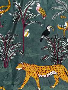 Tela de Terciopelo de Algodón con Estampado de Leopardo, Tapicería de Lujo, Acolchado y Decoración, Tela de Terciopelo de Algodón Verde Azulado, Tapicería de Lujo, Acolchado - Product Image 3