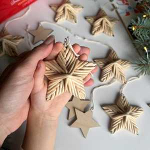 Ornements de Noël en rotin faits à la main, étoile, arbre, voiture, décorations suspendues, artisanat traditionnel d'intérieur, cadeau pour la décoration des fêtes - Product Image 6