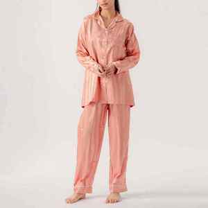 ชุดนอนผ้าซาตินกำมะหยี่เนื้อนุ่มคุณภาพสูงสำหรับผู้หญิง  ไซส์ใหญ่  ชุดสองชิ้น  ผ้าฝ้ายผสมไหม  พร้อมโลโก้ด้านหน้า - Product Image 2