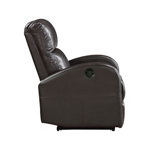 Modern Contemporary Power Motion <b>Recliner</b> 1pc Brown Faux Leather Upholstered Chair Power Reclining Chair - Product Image 5