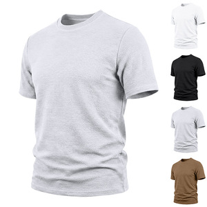 Men's Solid Color Crew Neck Polyester Breathable Pleated T <b>Shirt</b> Comfortable Regular Fit Casual Short Sleeve Summer Daily Wear - Product Image 6