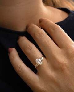 High End Luxury Platinum 950 Lab Grown Diamond Engagement <b>Ring</b> Designer Petal <b>Crown</b> Cluster Manufacturer Boutique Supply - Product Image 6