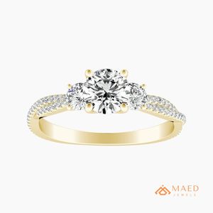 Bague à trois pierres en moissanite pour femme, couleur or, bijoux de fiançailles, de mariage et d'anniversaire, style élégant pour un usage quotidien - Product Image 1