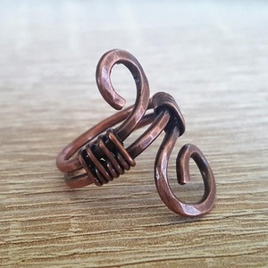 Boho Botanical Copper Ring – Delicate Floral Stamped Statement Band Handmade Custom Ring - Product Image 6