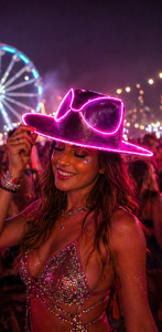LED Light up Cowboy <b>Hat</b> <b>for</b> Summer Parties & <b>Weddings</b> Neon Glow Adjustable Western <b>Hat</b> Unisex Bulk Festival Concert - Product Image 4