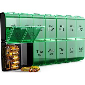 Organizzatore di Pillole Settimanale XL Extra Large per 7 Giorni, Contenitore per Medicinali AM PM, Custodia per Pillole Jumbo - Product Image 1