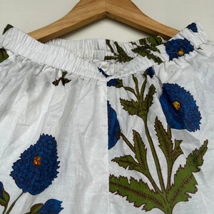 Floral Print Woven 3-Piece Indian Cotton Pajama Set Women's Bohemian Sleepwear Elastic Waist Front Summer Autumn Spring <b>Gift</b> Her - Product Image 5