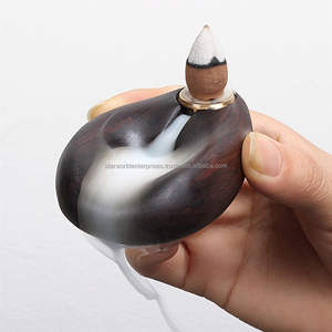 Quemador de incienso de madera natural hecho a mano, incensario religioso rústico con tapón de cilantro y recogedor de cenizas para la temporada de primavera - Product Image 2