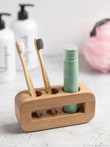 Soporte para Cepillos de Dientes de Madera Natural, Accesorios de Baño de Bambú, Ecológico, Sin Plástico - Product Image 3