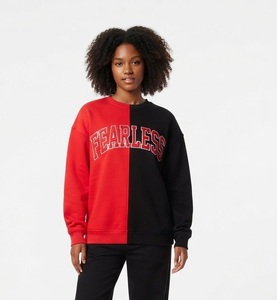 Sweat-shirt décontracté pour femme, hiver, bicolore, col rond, manches longues, épaules tombantes, broderie et imprimé lettres sur le devant - Product Image 6