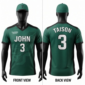 Camiseta Deportiva para Hombre, Premium, 100% Poliéster, Malla de 240g, Verde y Negro, Cuello en V, Personalizable con Transferencia Térmica, Nombre y Número del Equipo en la Parte Delantera, Transpirable - Product Image 1