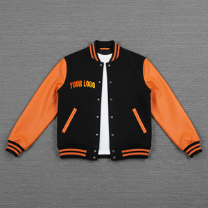 Men's Canvas Sleeves Waterproof Windproof Hooded Varsity Jacket Custom Embroidery Front 100% <b>Wool</b> Breathable Anti-Bacterial High - Product Image 1