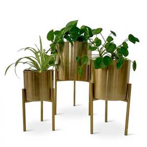 Ensemble de 3 jardinières modernes, durables et légères en métal thermolaqué, supports minimalistes pour plantes vertes avec design pour fleurs de jardin - Product Image 5