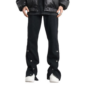 Pantalones de chándal personalizados para hombre, estilo vintage, de algodón 100% de alto gramaje, con lavado ácido, de felpa francesa lisa, con cordón medio en la cintura, oscuros, servicio OEM - Product Image 1