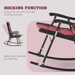3 pezzi Set di mobili da esterno da giardino in stile bistrot tavolino in vetro rosso 2 sedie a dondolo imbottite per balcone portico - Product Image 4