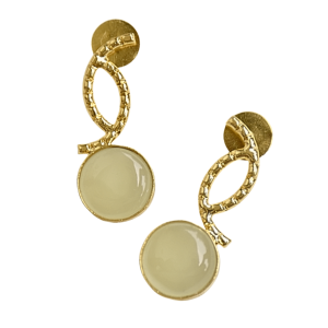 Boucles d'oreilles clous plaquées or avec pierre de jade sertie clos, style classique, bijoux pour femme, cadeau - Product Image 6