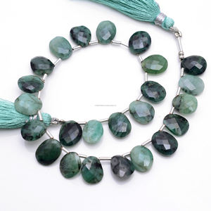 Émeraude naturelle à facettes en forme de rose coupée 8 pouces 8x10 à 4x10.5 MM perles de pierres précieuses pour la fabrication de colliers de bijoux - Product Image 3