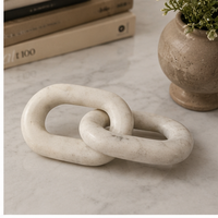 Sculpture en marbre blanc à maillons de chaîne, décoration de table moderne, ornement en pierre artisanal pour salon et mariage