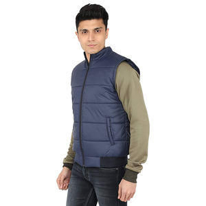 <b>Men's</b> Navy Blue Stand Customized puffy Cut Fit Down <b>Vest</b>, Plus Size Casual Loose Sleeveless Zipper Puffer Jacket, <b>Men's</b> <b>Vest</b> - Product Image 4