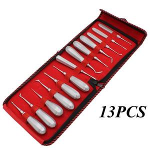 Ensemble d'extracteurs dentaires Buffalo Dental en acier inoxydable, 13 pièces, classe I, argent/rouge, à intervention minimale, droits et courbés, par Dentavex - Product Image 3