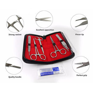 Kit d'outils de dissection manuels en acier inoxydable de classe II, 5 pièces, avec sonde, ciseaux, pinces - Laboratoire chirurgical par Dentavex - Product Image 2