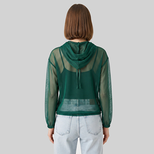 Sudadera con Capucha Transparente de Malla 100% Poliéster para Mujer, Ropa Sexy para Club Nocturno, Sudadera Ligera de Secado Rápido para Mujer - Product Image 2