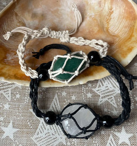 Juego de 3 Pulseras de Macramé Hechas a Mano con Piedras Naturales Ajustables, Estilo Bohemio, con Cristales, para Mujer, Joyería con Energía Curativa - Product Image 3