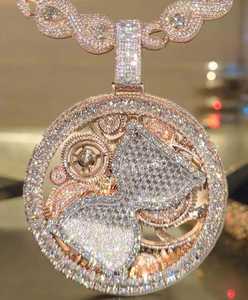 Pendentif médaillon cœur mécanique de luxe serti de moissanite VVS, en or rose, style hip-hop, aspect diamant - Product Image 3