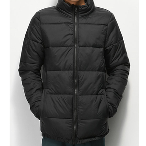 Men's Black Puffer Jacket Waterproof Breathable Canvas Windproof Zipper Closure <b>Hoodies</b> Summer Casual Style Regular Sleeve - Product Image 1