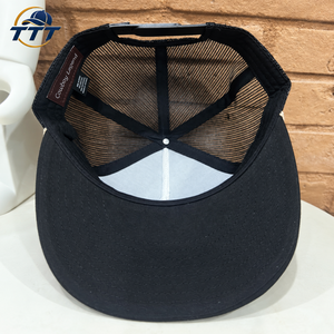 Casquette Trucker Vintage Personnalisée 5 Panneaux en Maille Noire avec Logo Tissé et Cordon, Fabricant Vietnamien OEM ODM, Usine de Casquettes en Gros - Product Image 4