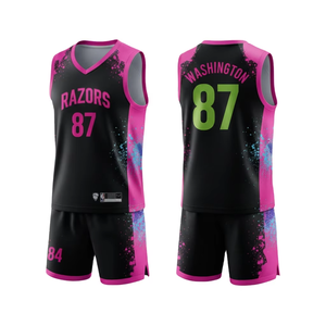 Ensemble de vêtements de sport de basketball pour adultes, design personnalisé, 100% polyester, léger, séchage rapide, t-shirt et short uni - Product Image 1