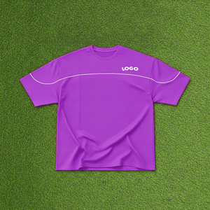 Camisetas al por mayor para hombre: Camiseta rosa de manga corta con ribete en contraste negro, cuello redondo, informal, de punto, color liso. - Product Image 2