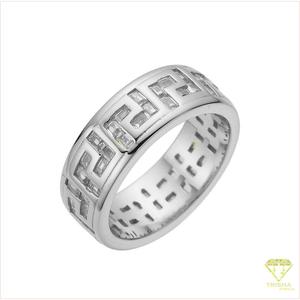 Bague en argent sterling 925 de qualité supérieure avec diamant cultivé en laboratoire, motif clé grecque, pour les marques de bijoux et les détaillants - Product Image 6