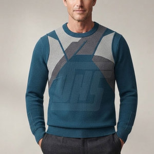 Pull décontracté pour homme en maille chaude, tissu doux, vêtement d'hiver décontracté, coupe confortable, poignets et ourlet côtelés - Product Image 5