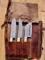 Premium Eco-vriendelijke Damascus stalen koksmessenset met verstelbare beenhandgrepen, handgemaakt, hoge kwaliteit, traditionele stijl, keukenmes