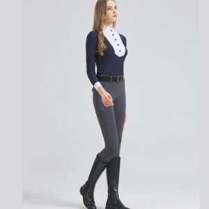 Pantalones de equitación profesionales para mujer Four Seasons, cintura media, cierre de cremallera, silicona antideslizante, resistentes al desgaste, 280g - Product Image 4