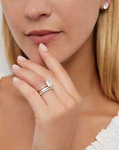 2.5mm Pave Round Lab Grown Diamond Half Full Eternity Stackable Band Wholesale 14K Solid Gold <b>Dainty</b> Wedding <b>Rings</b> Factory Price - Product Image 2