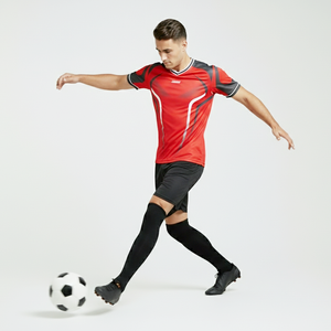 Maillot de football pour club sportif, dernières conceptions, services OEM, rouge et noir, impression par sublimation personnalisée, respirant, séchage rapide, unisexe - Product Image 1